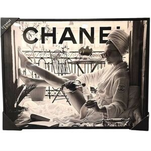 At Home Chanel Black & White Classic Ads Canvas Framed Wall Decor